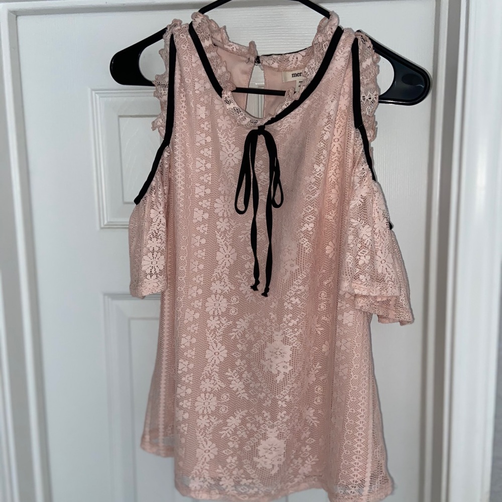 Soft pink girly off the shoulder top